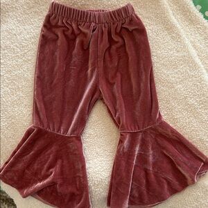 Kids Velvet Flare Pants in Pink